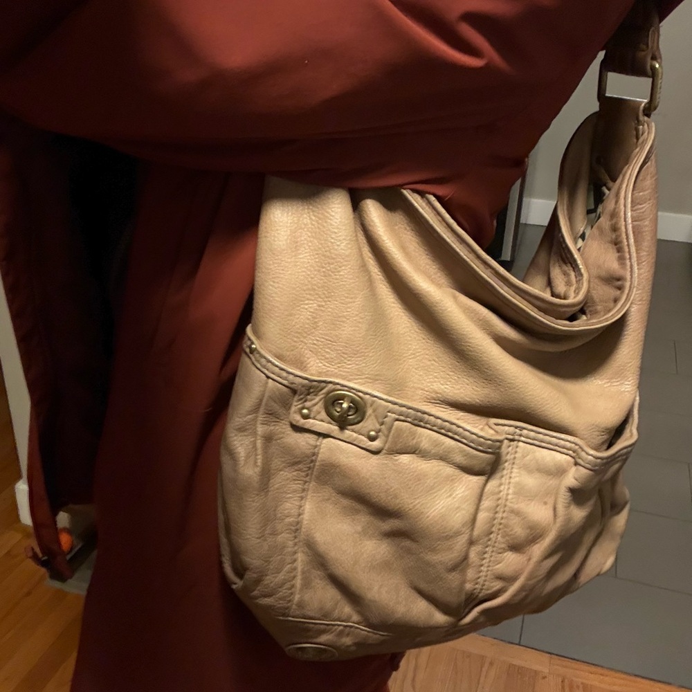 Taupe Leather Shoulder Bag - Picture 8 of 8